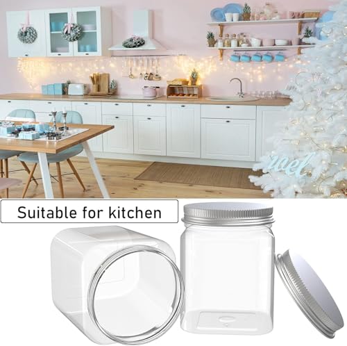 24 Oz Clear Plastic Jars - 2 Pack Refillable Food Storage Containers