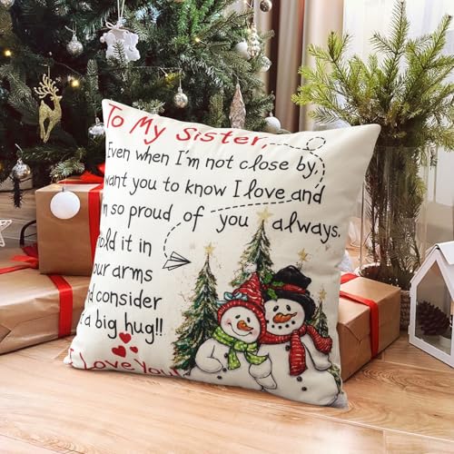 Artscope Sister Throw Pillow Cover 18x18 Inch Christmas Gift