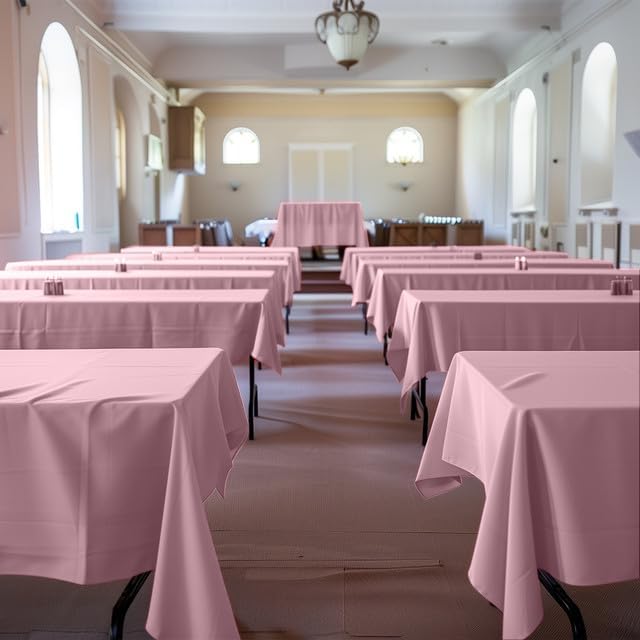 Niuara Pink Plastic Table Cover Roll - 54" x 100FT | Disposable Table Cloth with Slide Cutter for Events
