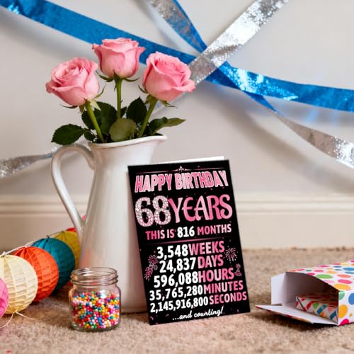 68th Birthday Card for Women - Nostalgic Gift for Mother & Wife