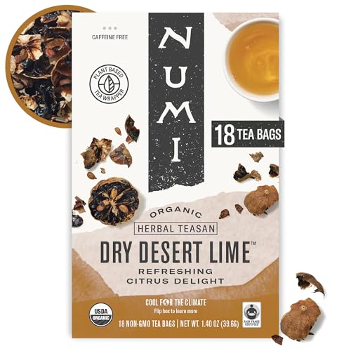 Numi Organic Dry Desert Lime Herbal Tea Bags - Caffeine Free, 18 Count