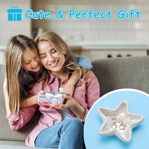 Coastal Ceramic Jewelry Dish Tray - Starfish Ring Holder