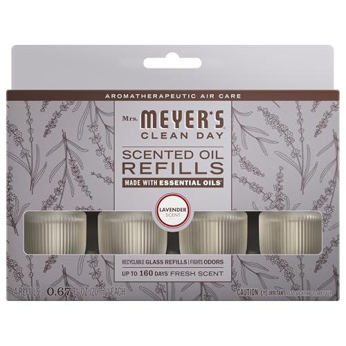 Mrs. Meyer's Clean Day Air Freshener Refills, Lavender, 4-Pack (0.67oz)