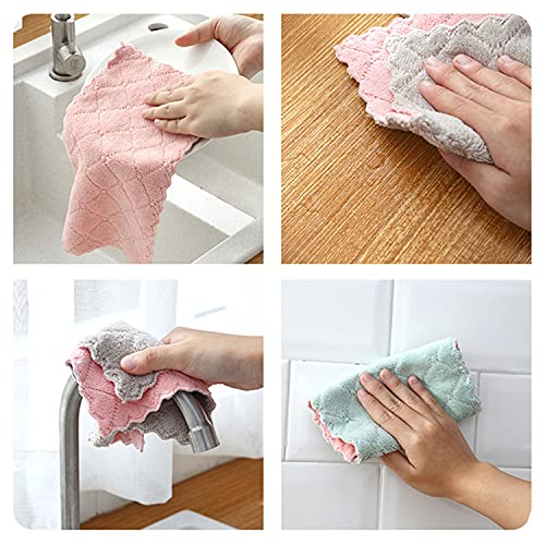 Colorful 12 Pack Microfiber Kitchen Towels - Quick Dry Coral Velvet Dishtowels