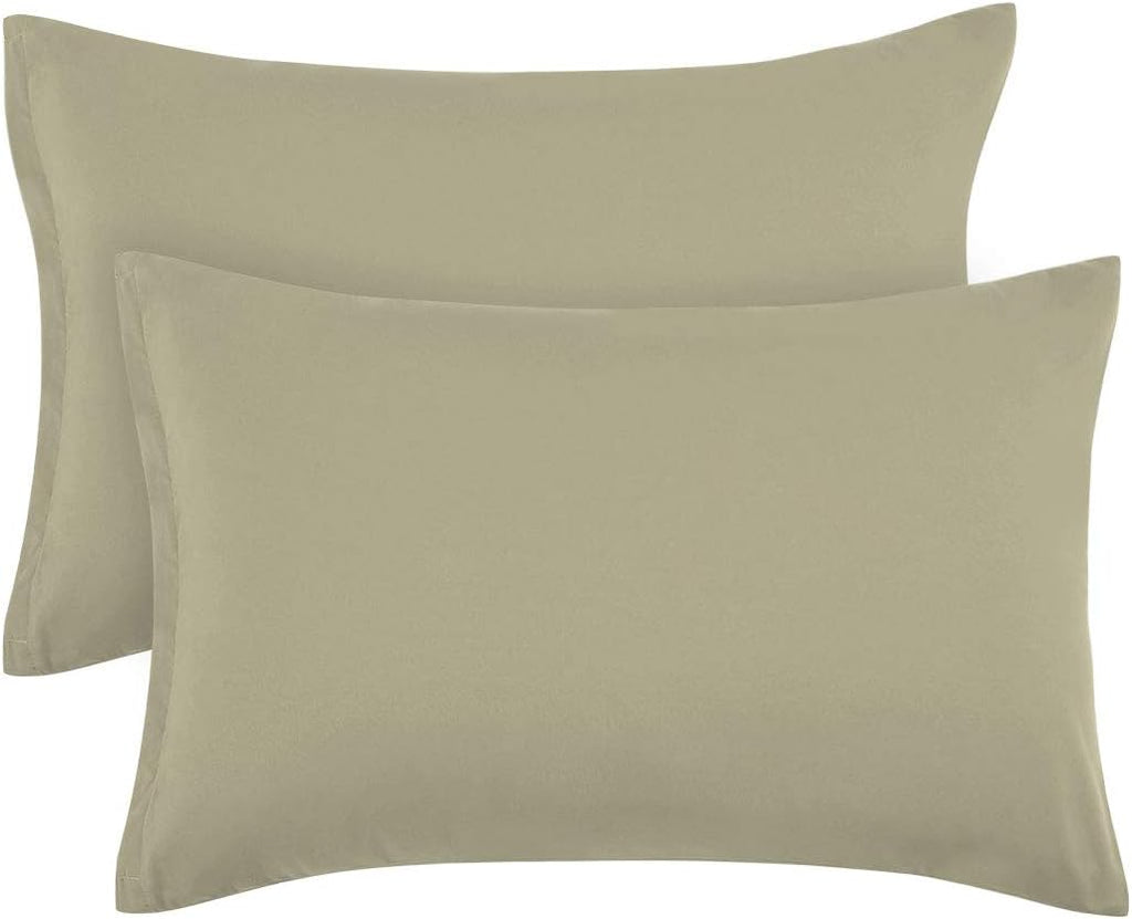 PiccoCasa Zippered Pillowcases - Soft 100% Brushed Microfiber Set of 2 | Standard Khaki (20"x26")