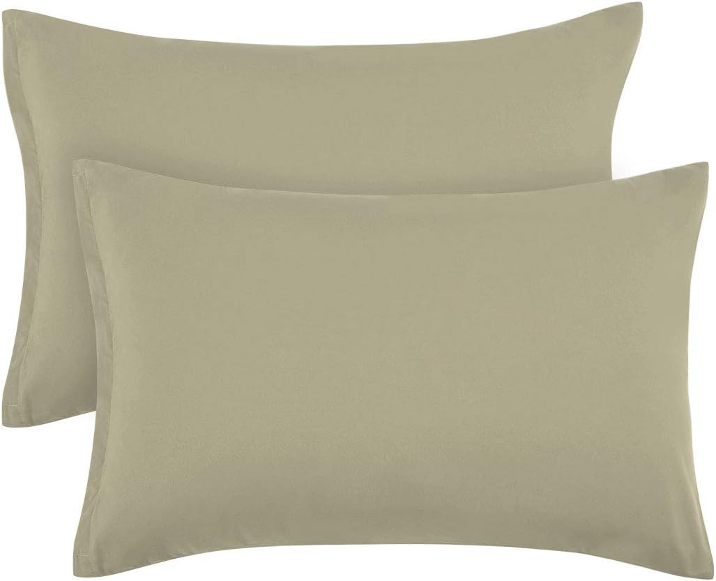 PiccoCasa Zippered Pillowcases - Soft 100% Brushed Microfiber Set of 2 | Standard Khaki (20"x26")