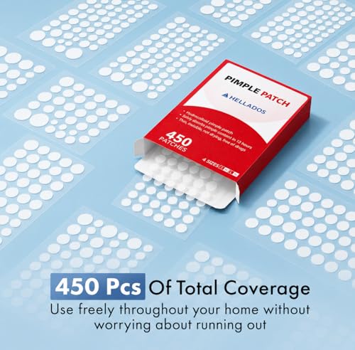 Hellados 450 Pimple Patches - Hydrocolloid Acne Spot Stickers with Tea Tree & Calendula Oil