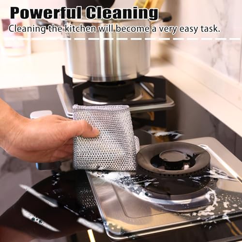 Navona Triple-Layer Steel Wire Dishcloths - 12 Pack Non-Scratch Rags