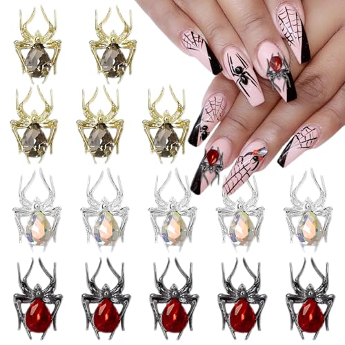 3D Spider Halloween Nail Charms - Alloy Rhinestone Gems for Acrylic Nails