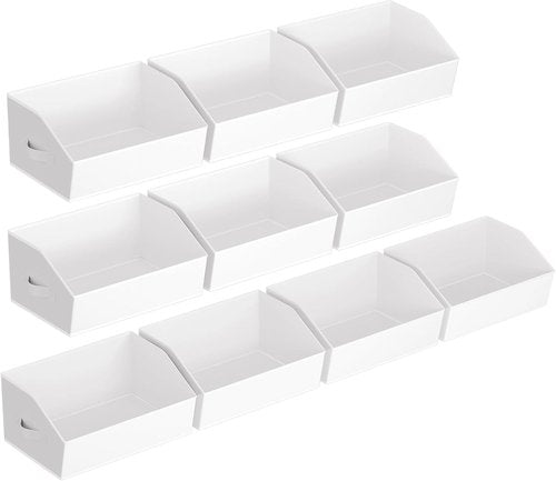 Homsorout Decorative Storage Baskets - Trapezoid Closet Bins with Handles, 10 Pack, White