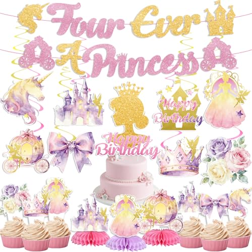 Princess Birthday Decorations Set - 35PCS for 4th Birthday
