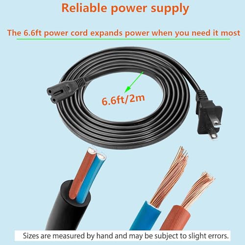 6.6FT C7 Power Cord for TVs & Recliners - 2M Figure 8 Cable