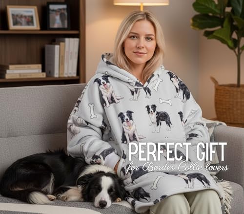 Border Collie Dog Blanket Hoodie - Cozy Gift for Dog Lovers, Christmas & Birthday