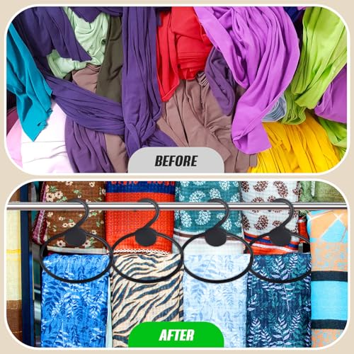 25 Pcs Black Scarf Hanger Organizer - Space Saving Clothes Storage
