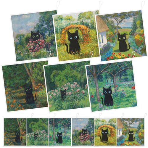 AiHeart 6-Pack Reusable Microfiber Kitchen Dish Cloths with Hanging Loop
