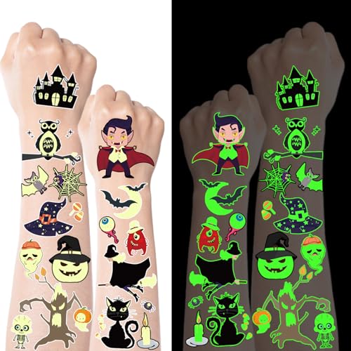 Glow in the Dark Halloween Temporary Tattoos for Kids Party Favors