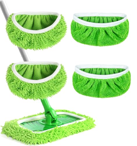 Febsow Green 4PCS Reusable Microfiber Mop Pads for Swiffer