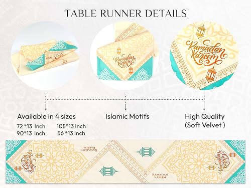 Ramadan Table Runner 70x13in | Velvet Ramadan Decor 2026