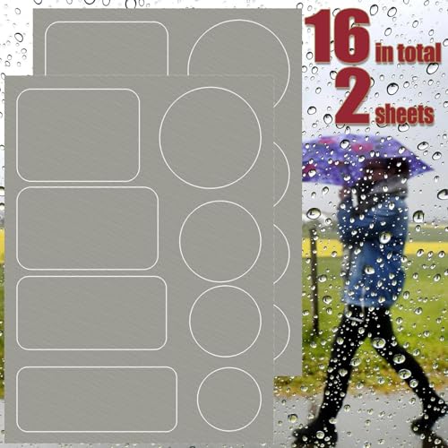 Pndeyo 16pcs Down Jacket Repair Patches Self-Adhesive Light Gray
