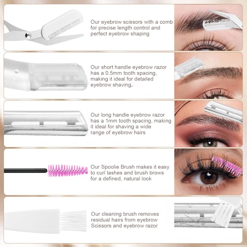 5-in-1 Eyebrow Trimmer Kit with Precision Scissors, Razors, and Spoolie