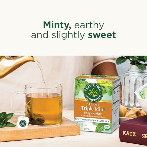 Traditional Medicinals Organic Triple Mint Tea - Peppermint Delight Probiotic, 16 Bags