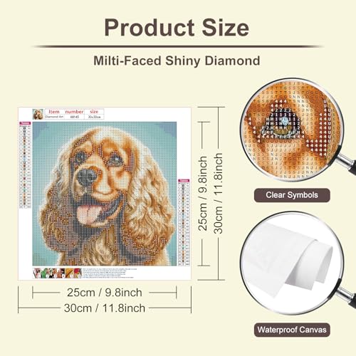 Anuver 5D Dog Diamond Painting Kit - 12x12 Inch Full Drill Art