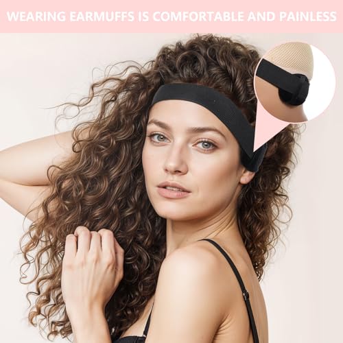 Adjustable Wig Band with Ear Covers 4 Pack Black Elastic Lace Melting Bands