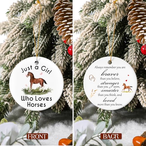 Ceramic Horse Christmas Ornament - Inspirational Animal Lover Hanging Decor