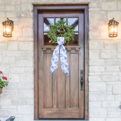 Chinoiserie Blue Flower Wreath Sashes - 2 Pcs Decor for Home & Parties