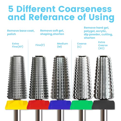 MagiBling 5-in-1 Tungsten Carbide Nail Drill Bit Medium Straight Cut Efile Bit