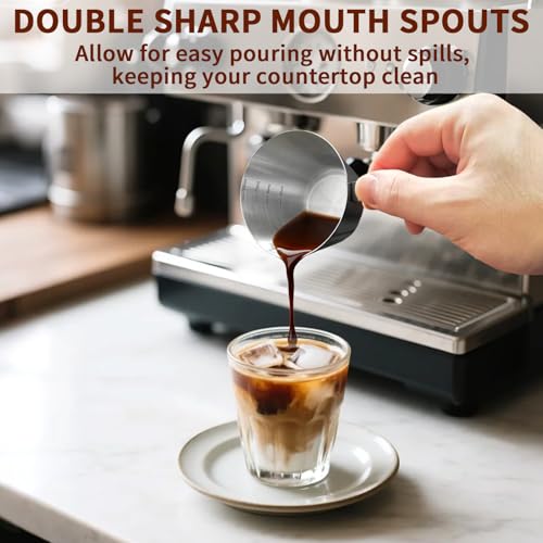 Stainless Steel Espresso Cup with Handle - 100ml (3.5oz) V-Spout