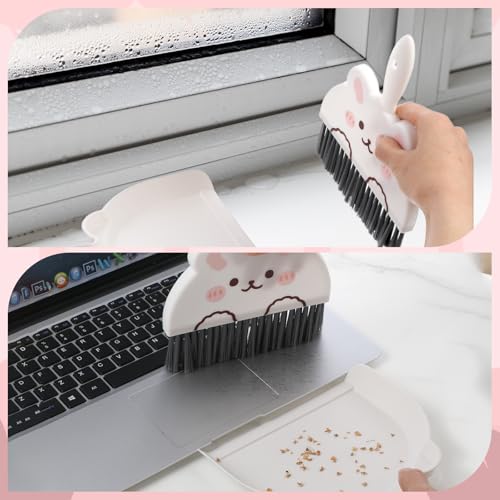Little White Rabbit Portable Mini Dustpan and Brush Set for Small Space Cleaning