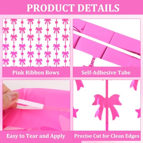Rose Red Bow Curtains - 2 Pack Foil Fringe for Parties & Events