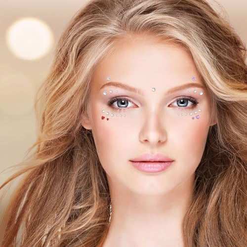 OIIKI Face Gems Stickers - Star & Heart Acrylic Rhinestone Makeup Jewels