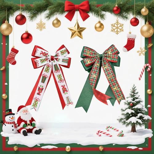Ziyutam 5.5in Christmas Hair Bows for Girls Red Green Holiday Hair Clips