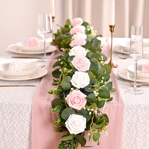 9 Pcs Pink Artificial Foam Roses with Stems for Wedding & Home Decor