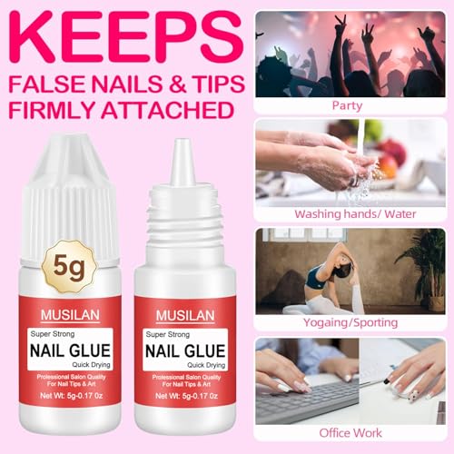 MUSILAN Super Strong Nail Glue & Remover Set for Press-on Nails