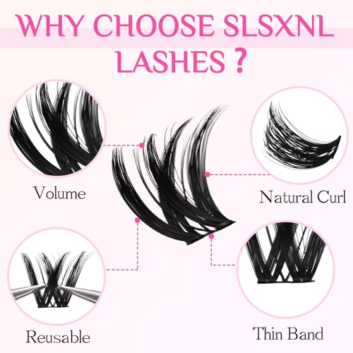 SLSXNL DIY Lash Clusters 120pcs D Curl Volume Eyelash Extensions 8-16mm