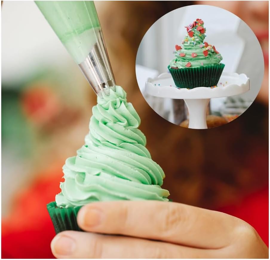 Skiennix Cake Decorating Kit - 24 Piping Tips & Brushes for Perfect Cakes | White