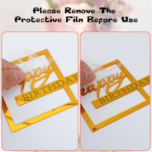 10 Gold Happy Birthday Cake Toppers - Stylish Acrylic Decor
