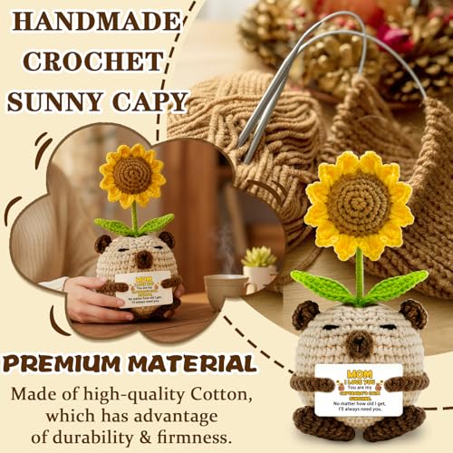 Mom Birthday Gift Crochet Capybara Sunflower Decor - From Son Daughter