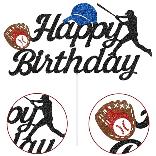 Baseball Birthday Cake Topper - Glitter Sport Decoration