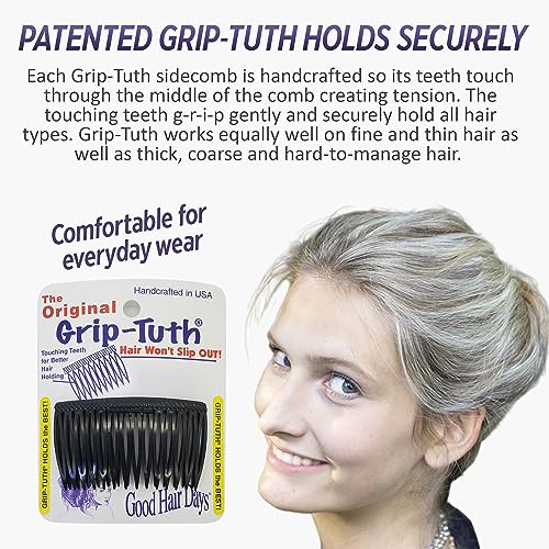 Good Hair Days Grip-Tuth Shorty Comb 3.25 Inch Styling Side Comb for Fine Hair