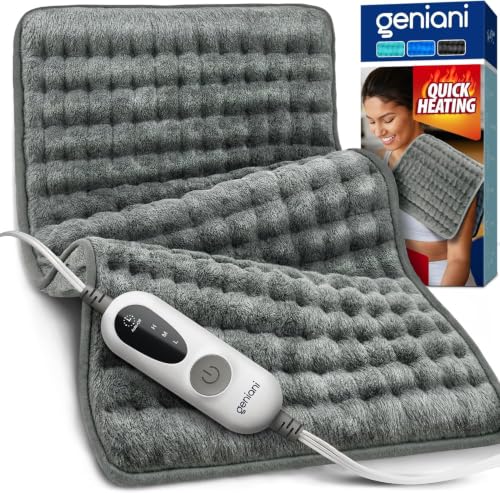 Chinchilla Gray Heating Pad Throw for Back & Body, 12x24 inches, Microplush