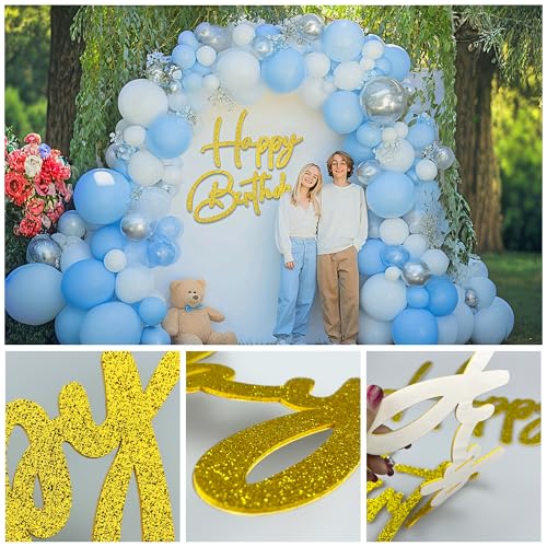 Glitter Gold Felt Happy Birthday Sign 2-Set Party Backdrop Decoration