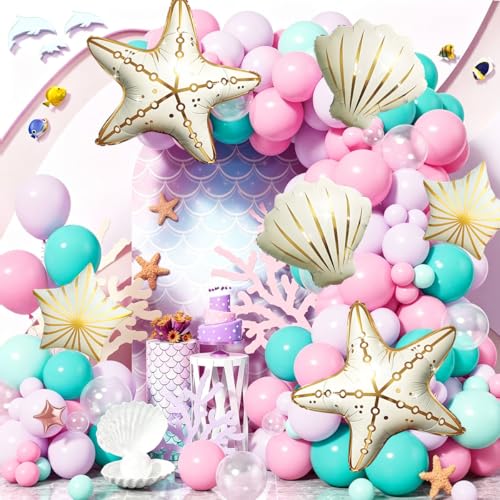 6Pcs Ocean-Themed Starfish and Seashell Balloons Set