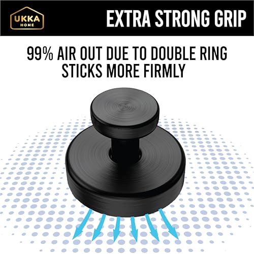 UKKA HOME Suction Cup Hooks, Stainless Steel Waterproof Hook (2-Pack, Black)