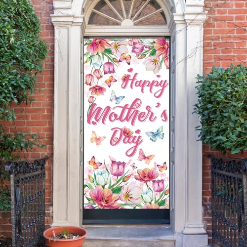Mother's Day Banner - Best Mom Flower Decor - 71x35 Inches