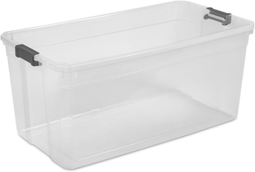 Sterilite 3-Pack Modular Stacker Boxes - Durable Clear Plastic Storage Bins with Latching Lids | 200 Quart for Closet, Bathroom & Office