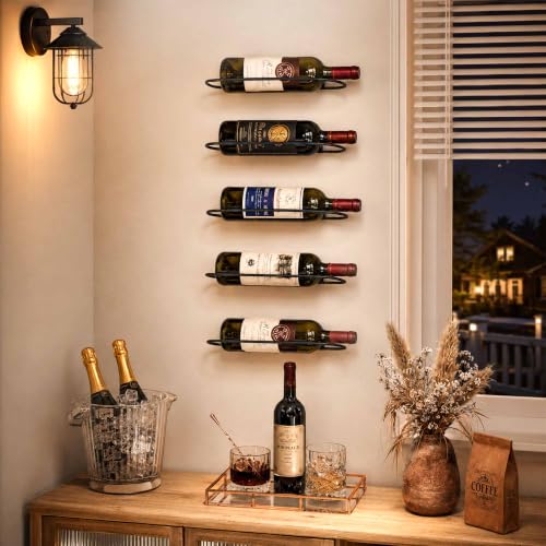 Wall Mounted Wine Rack – 2 Individual Bottle Holders for Home Bar Decor